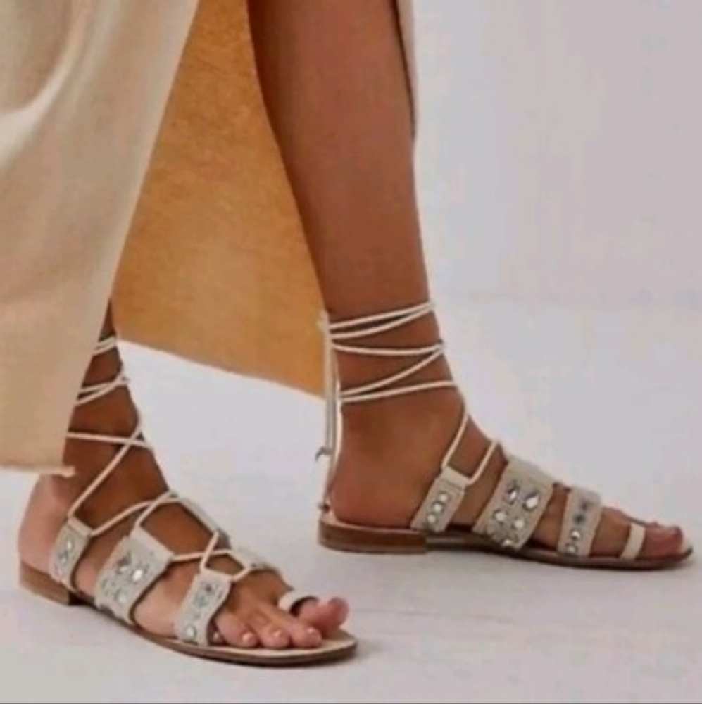 FREE PEOPLE NWOB Mantra Mirror Sandals / Natural 38.5/8.5